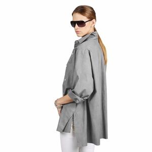 P. TAYLOR OVERSIZED MINIMALIST BUTTON DOWN 3/4 SLEEVE SHIRT SIZE LARGE GRAY NWT